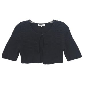 MAXMARA Black Knit Bolero Cropped Top Sweater 1-Button Size SMALL